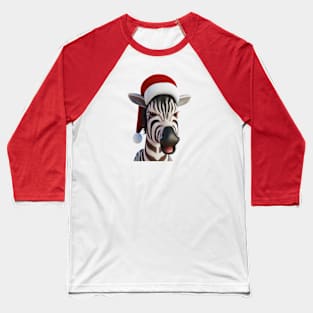 Christmas Zebra Funny Animal Wearing Santa Hat Baseball T-Shirt